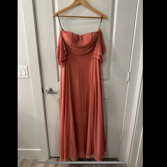dusty rose bridesmaid dresses lulus Zapakasa Women Dusty Rose Tulle A-Line Long Bridesmaid Dress Off the  Shoulder Short Sleeves Wedding Guest Dress main image 1
